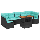 vidaXL Garden Sofa Set with Cushions 8 pcs Grey and Navy Blue