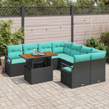 vidaXL Garden Dining Set with Cushions 9 pcs Grey and Navy Blue
