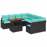 vidaXL Garden Dining Set with Cushions 9 pcs Grey and Navy Blue