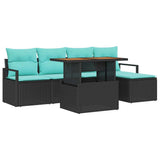vidaXL Tuin Eettafel Set met kussen 6 pcs Grijs en Marineblauw