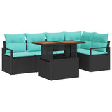 vidaXL Garden Dining Set with Cushions 6 pcs Grey and Navy Blue