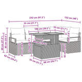 vidaXL Garden Dining Set with Cushions 6 pcs Grey and Navy Blue