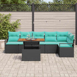 vidaXL Tuin Eettafel Set met kussen 7 pcs Grijs en Marineblauw