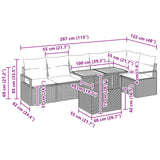 vidaXL Tuin Eettafel Set met kussen 7 pcs Grijs en Marineblauw