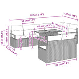 vidaXL Tuin Eettafel Set met kussen 9 pcs Grijs en Marineblauw