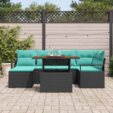 vidaXL Tuin Eettafel Set met kussen 7 pcs Grijs en Marineblauw