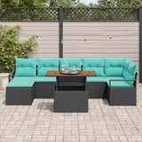 vidaXL Tuin Eettafel Set met kussen 8 pcs Grijs en Marineblauw