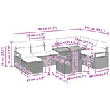 vidaXL Tuin Eettafel Set met kussen 9 pcs Grijs en Marineblauw