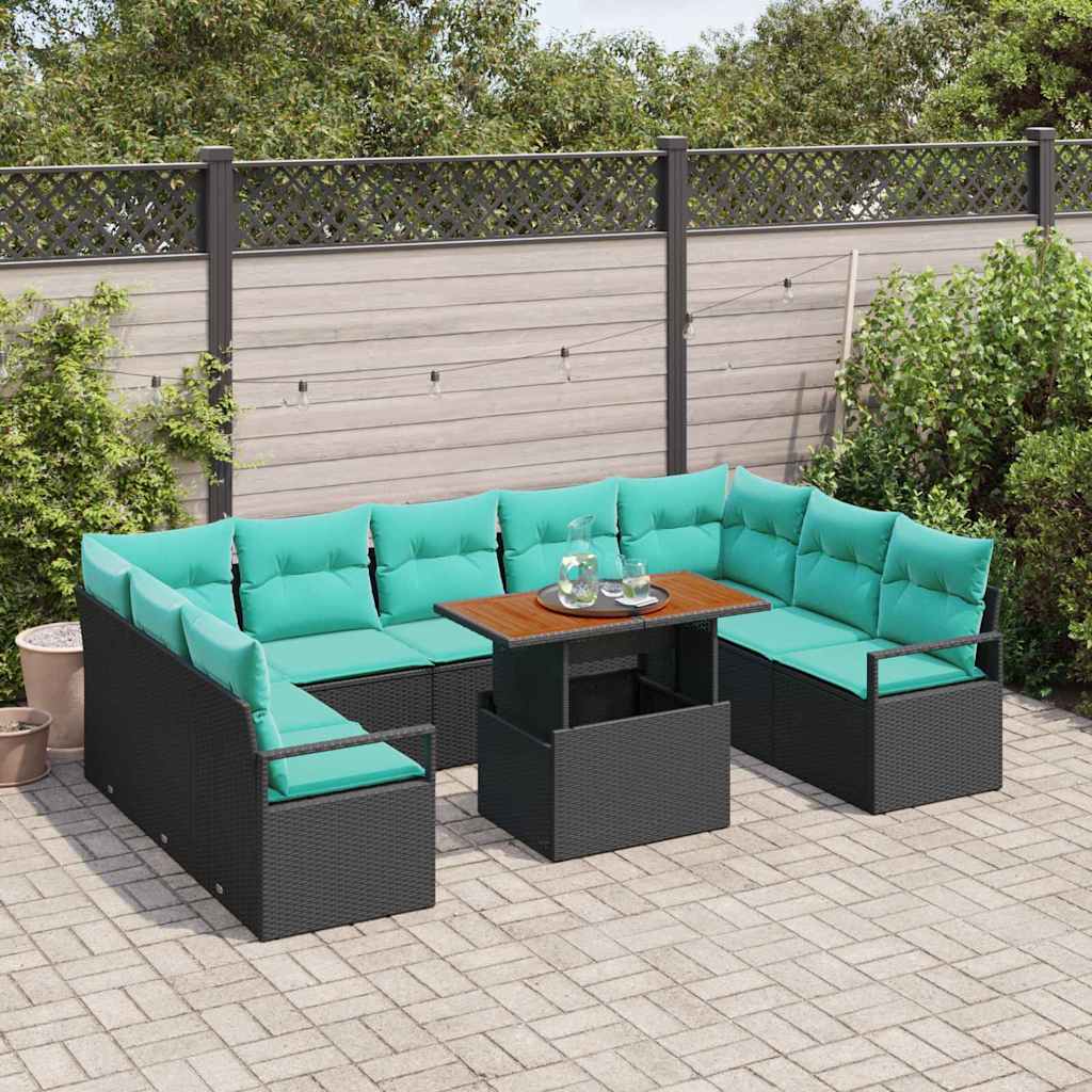 vidaXL Tuinbank Set met kussen 10 pcs Grijs en Marineblauw