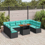 vidaXL Tuinbank Set met kussen 10 pcs Grijs en Marineblauw