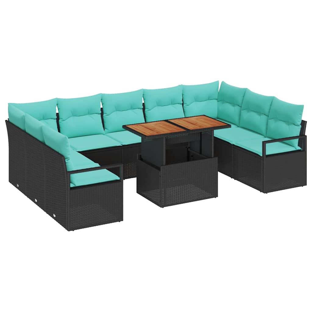 vidaXL Tuinbank Set met kussen 10 pcs Grijs en Marineblauw