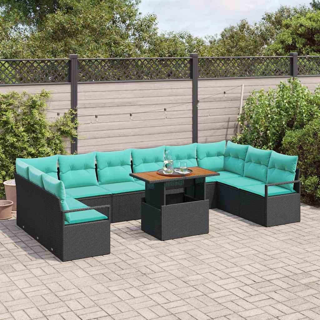 vidaXL Garden Dining Set with Cushions 11 pcs Grey and Navy Blue