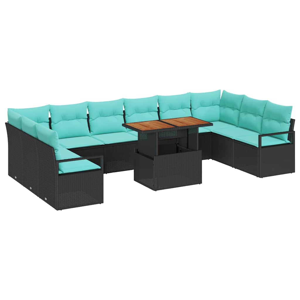 vidaXL Garden Dining Set with Cushions 11 pcs Grey and Navy Blue