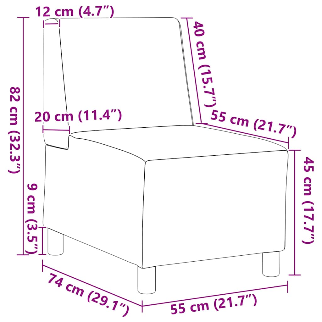 vidaXL Modulaire Sofa Eenheid Armless 2 pcs Lichtgrijs 55 x 74 x 82 cm
