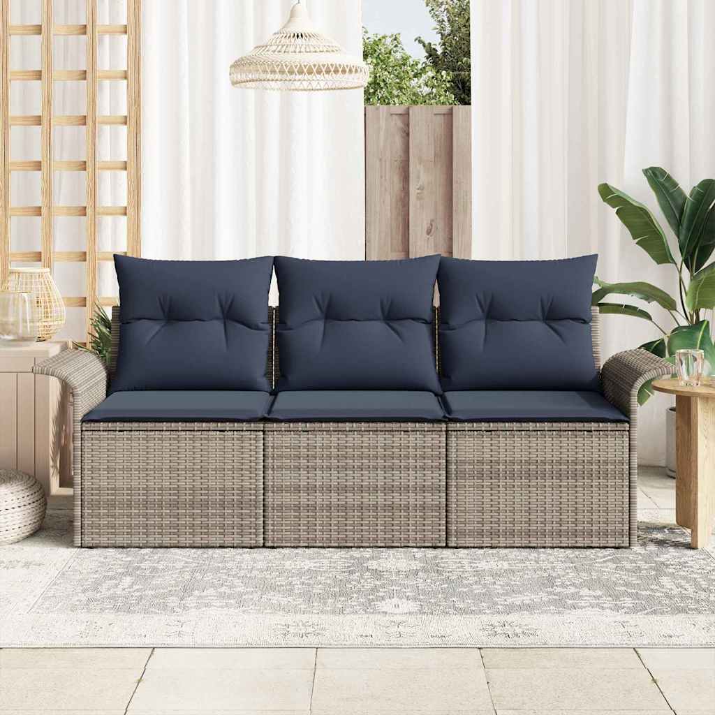 vidaXL Garden Bench Set with Cushion with Storage 3 pcs Brown Poly Rattan