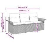 vidaXL Garden Bench Set with Cushion with Storage 3 pcs Brown Poly Rattan