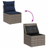 vidaXL Tuinbank Set met kussen 6 pcs Beige en Rood poly rattan