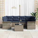 vidaXL Tuinbank Set met kussen 7 pcs Beige en Rood poly rattan