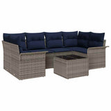 vidaXL Tuinbank Set met kussen 7 pcs Beige en Rood poly rattan