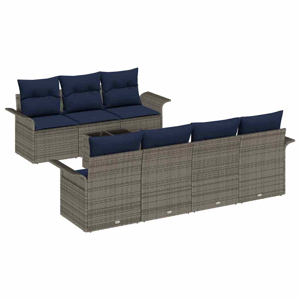 vidaXL Tuinbank Set met kussen 8 pcs Beige en Rood poly rattan