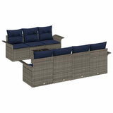 vidaXL Tuinbank Set met kussen 8 pcs Beige en Rood poly rattan