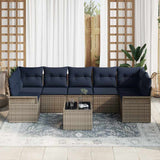 vidaXL Garden Sofa Set with Cushions 8 pcs Beige and Red Poly Rattan