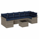 vidaXL Garden Sofa Set with Cushions 8 pcs Beige and Red Poly Rattan
