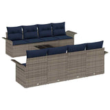 vidaXL Tuinbank Set met kussen 9 pcs Beige en Rood poly rattan