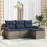 vidaXL Tuinbank Set met kussen met opslag 4 pcs Bruin poly rattan