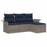 vidaXL Tuinbank Set met kussen met opslag 4 pcs Bruin poly rattan