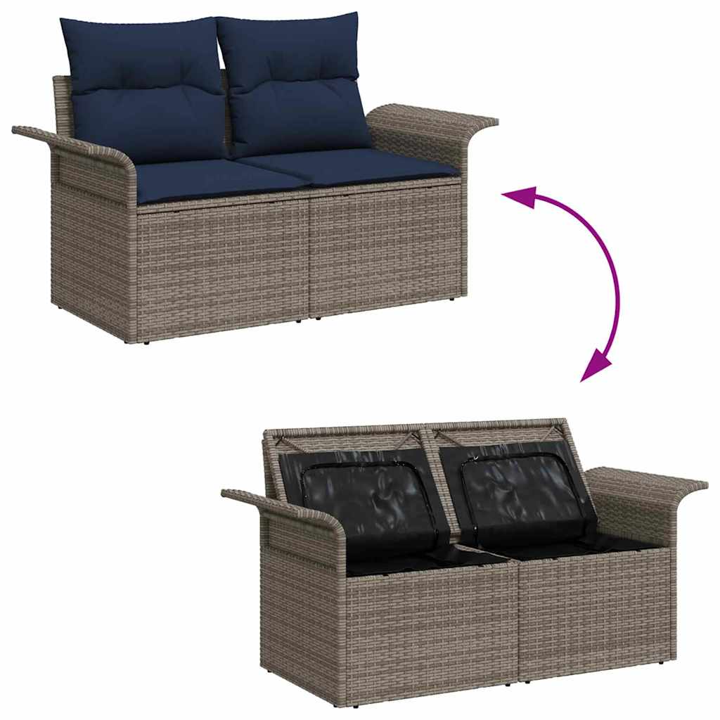 vidaXL Tuinbank Set met kussen met opslag 4 pcs Bruin poly rattan