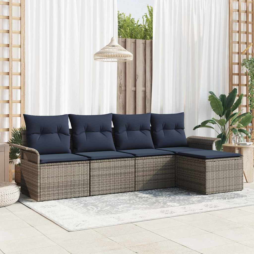 vidaXL Garden Lounge Set with Storage 5 pcs Brown poly rattan