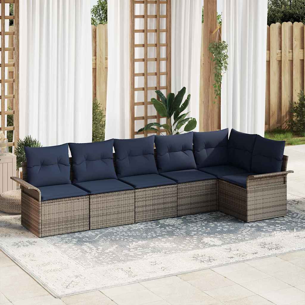 vidaXL Tuinbank Set met opslag 6 pcs Bruin poly rattan