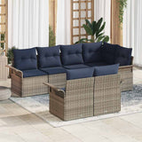 vidaXL Tuinbank Set met kussen met opslag 7 pcs Bruin Poly rattan