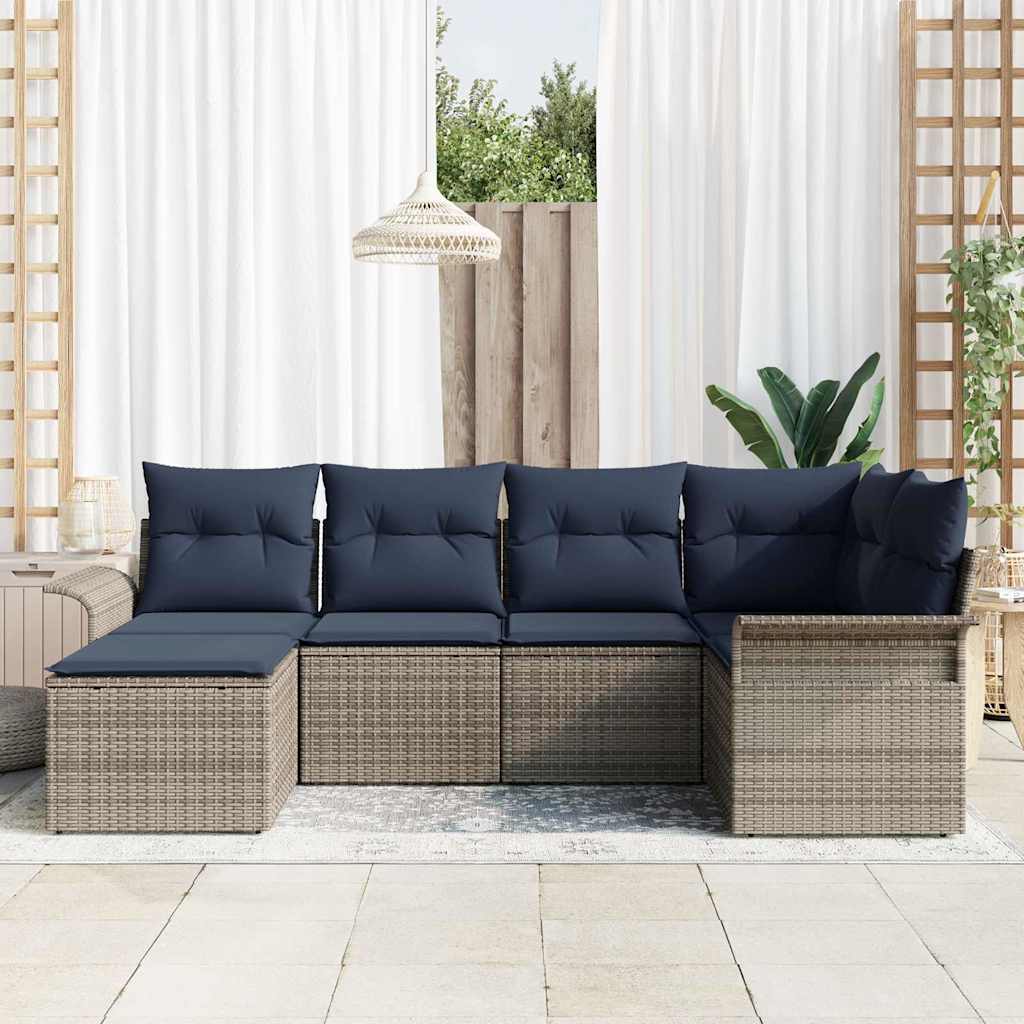vidaXL Tuinbank Set met opslag 6 pcs Bruin poly rattan