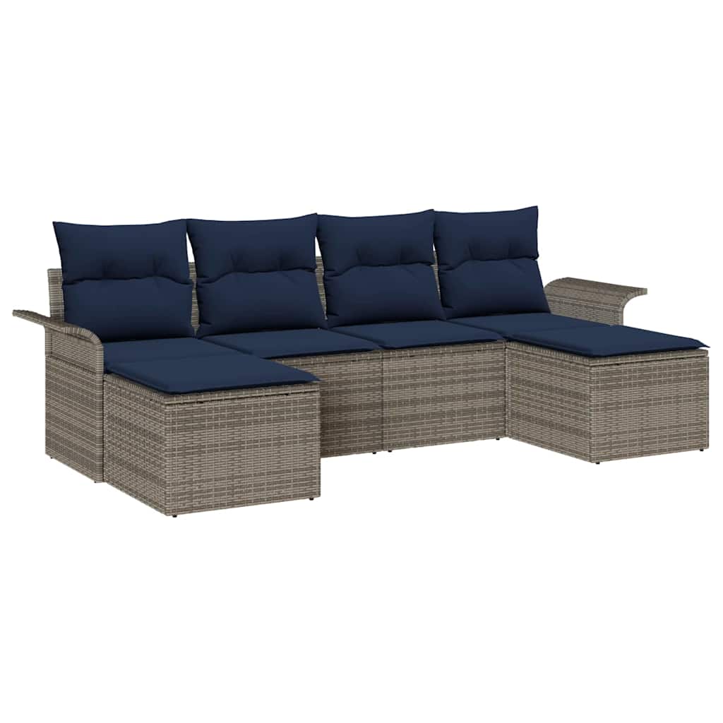 vidaXL Tuinbank Set met kussen met opslag 6 pcs Bruin Poly rattan