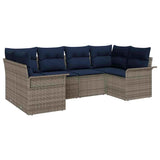 vidaXL Garden Sofa Set with Storage 6 pcs Brown Poly Rattan