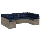 vidaXL Tuinbank Set met opslag 9 pcs Beige poly rattan