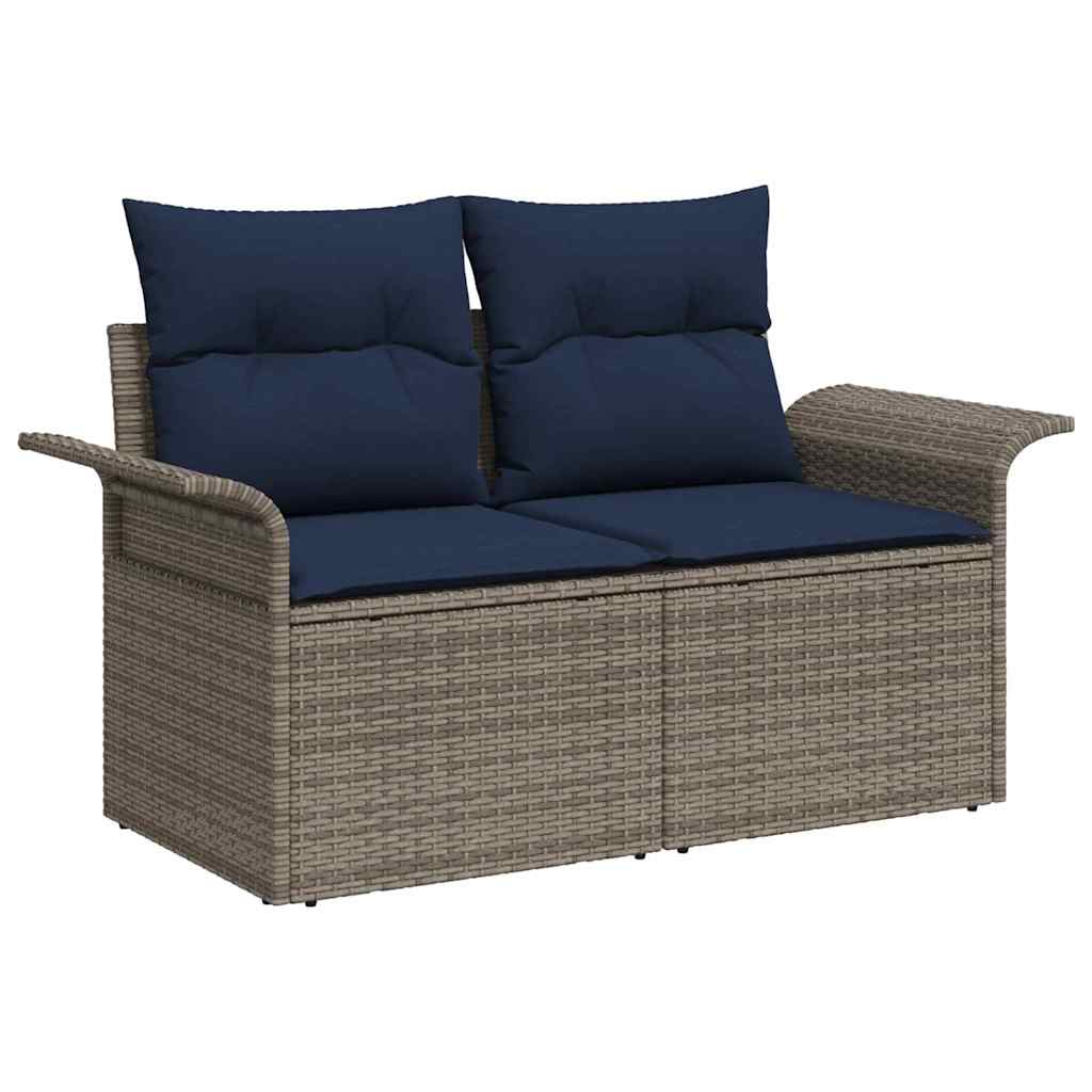 vidaXL Tuinbank Set met opslag 9 pcs Beige poly rattan