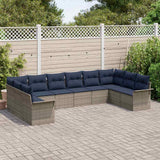 vidaXL Tuinbank Set met opslag 10 pcs Beige poly rattan
