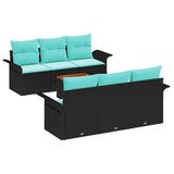 vidaXL Garden Lounge Set with Storage 7 pcs Grey and Navy Blue Poly Rattan