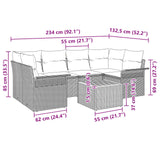 vidaXL Garden Sofa Set with Storage 7 pcs Grey and Navy Blue Poly Rattan