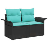 vidaXL Garden Lounge Set with Storage 9 pcs Grey and Navy Blue Poly Rattan