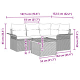 vidaXL Garden Storage Bench Set 5 pcs Grey and Navy Blue Poly Rattan