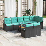 vidaXL Garden Lounge Set with Storage 9 pcs Grey and Navy Blue poly rattan