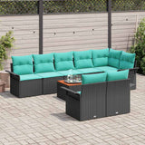 vidaXL Garden Lounge Set with Storage 9 pcs Grey and Navy Blue poly rattan