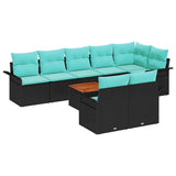 vidaXL Garden Lounge Set with Storage 9 pcs Grey and Navy Blue poly rattan