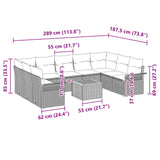 vidaXL Tuinbank Set met opslag 10 pcs Grijs en Marineblauw poly rattan