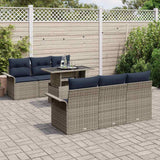 vidaXL Garden Sofa Set with Cushion and Storage 7 pcs Brown Poly Rattan