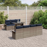 vidaXL Tuinbank Set met kussen met opslag 8 pcs Bruin Poly Riet